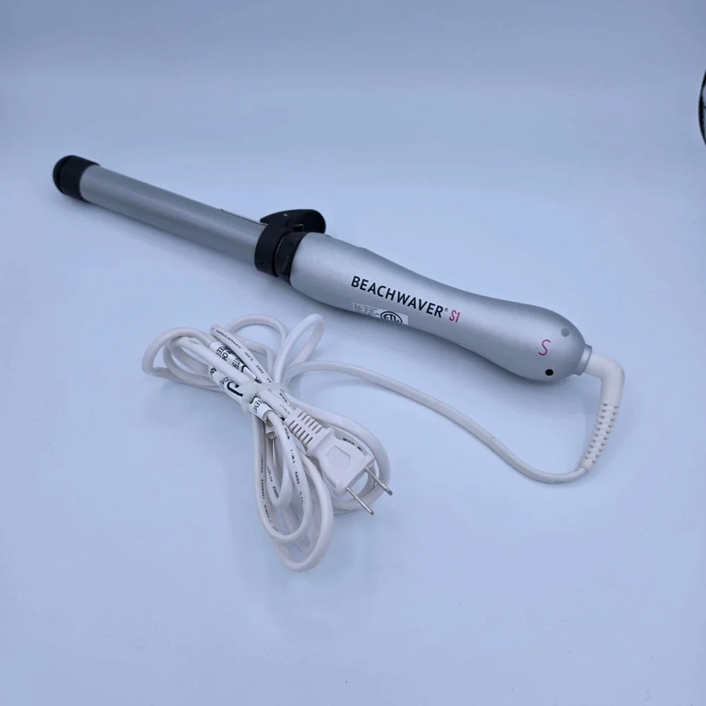Beachwaver S1 Rotating Curling Iron Silver Black Dual Rotation Hair Tool